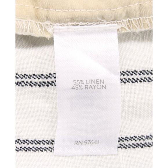 J. Jill Women's Striped Linen Blend Wide Leg Trousers Nacy Cream Petite Sz 10 - Picture 6 of 7